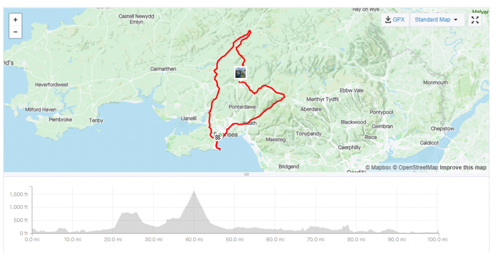 100 mile bike ride route
